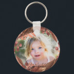 Custom Photo Name Keychain<br><div class="desc">Custom Photo Script Name Design Your Own keychain feauring personalized photo into romantic fall leaves wreath.</div>