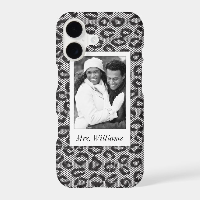 Custom Photo & Name lace with leopard pattern (Back)