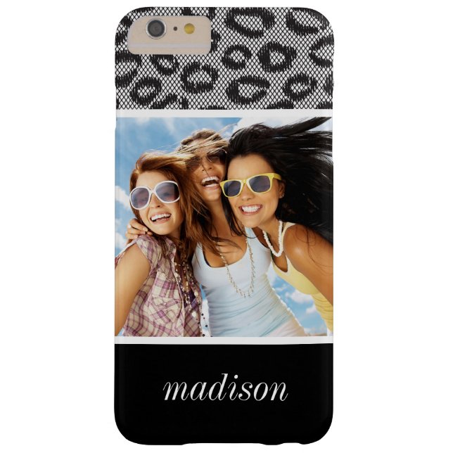 Custom Photo & Name lace with leopard pattern Case-Mate iPhone Case (Back)