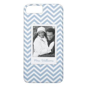 Custom Photo & Name Light Blue Chevron iPhone 8 Plus/7 Plus Case