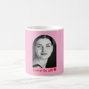 Custom photo name love minimalist pink red coffee mug