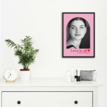 Custom photo name love minimalist pink red