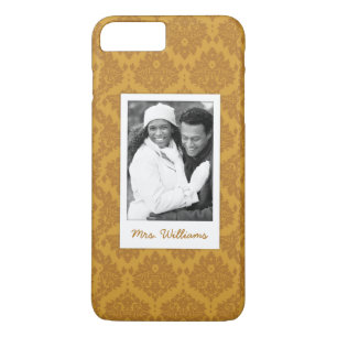 Custom Photo & Name Luxury Golden Damask Case-Mate iPhone Case