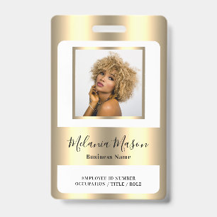 Custom Photo Name Metallic Gold Staff Badge
