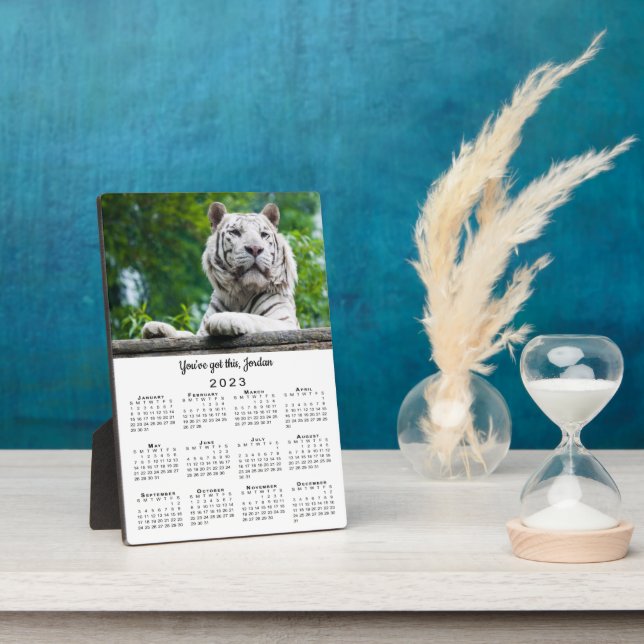 Custom Photo Name Motivational 2023 Calendar Plaque (Side)