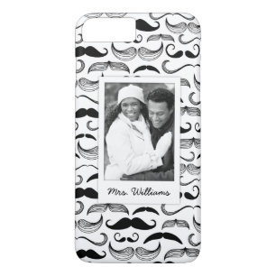 Custom Photo & Name Moustache pattern 2 iPhone 8 Plus/7 Plus Case