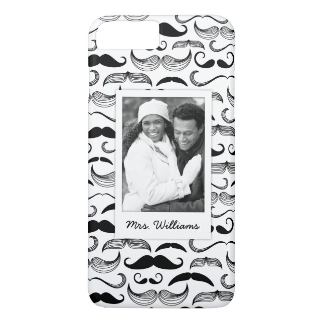 Custom Photo & Name Moustache pattern 2 Case-Mate iPhone Case (Back)