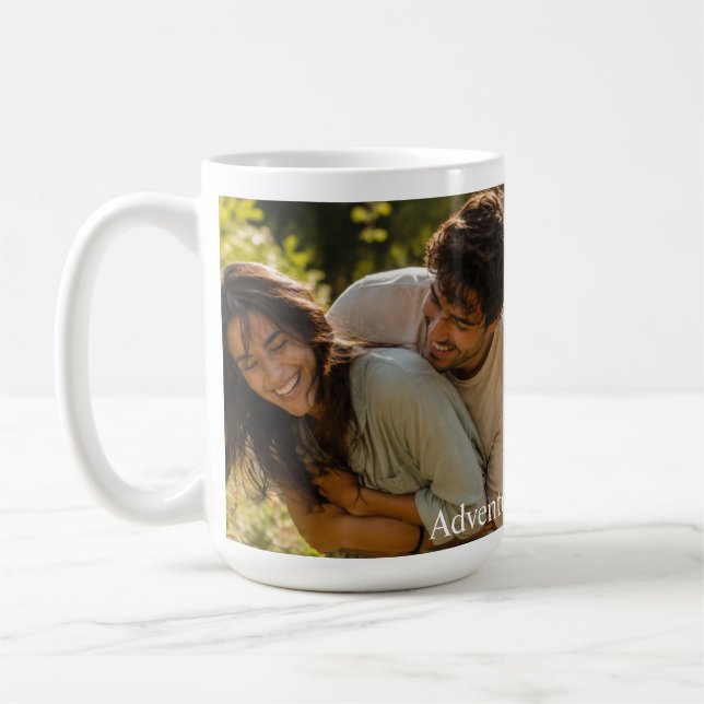 Custom Photo & Name Mug - Adventure Awaits Gift (Left)