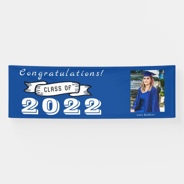 Custom Photo Name Personalized Graduation Banner (Horizontal)