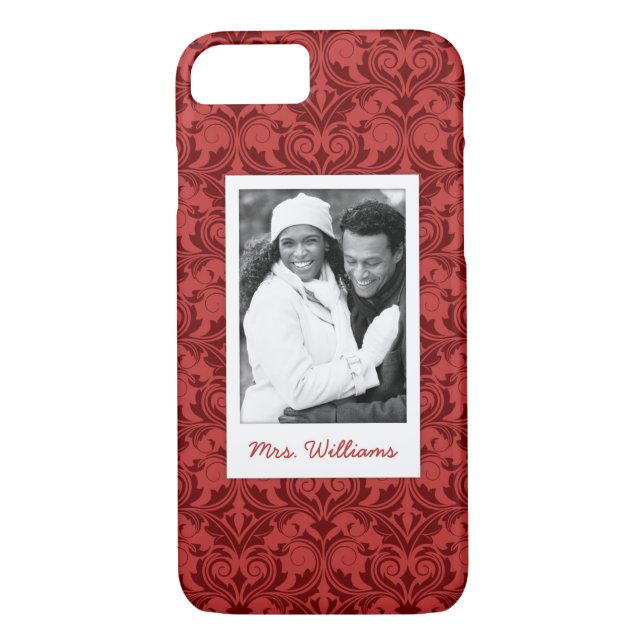 Custom Photo & Name Red Wallpaper Case-Mate iPhone Case (Back)