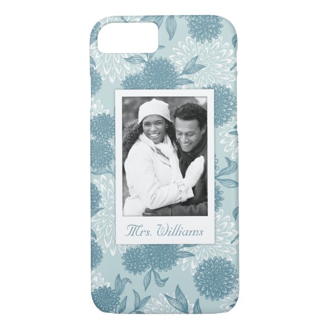 Custom Photo & Name Retro Floral Pattern 2 2 Case-Mate iPhone Case (Back)
