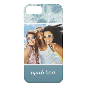 Custom Photo & Name Retro Floral Pattern 2 2 iPhone 8/7 Case