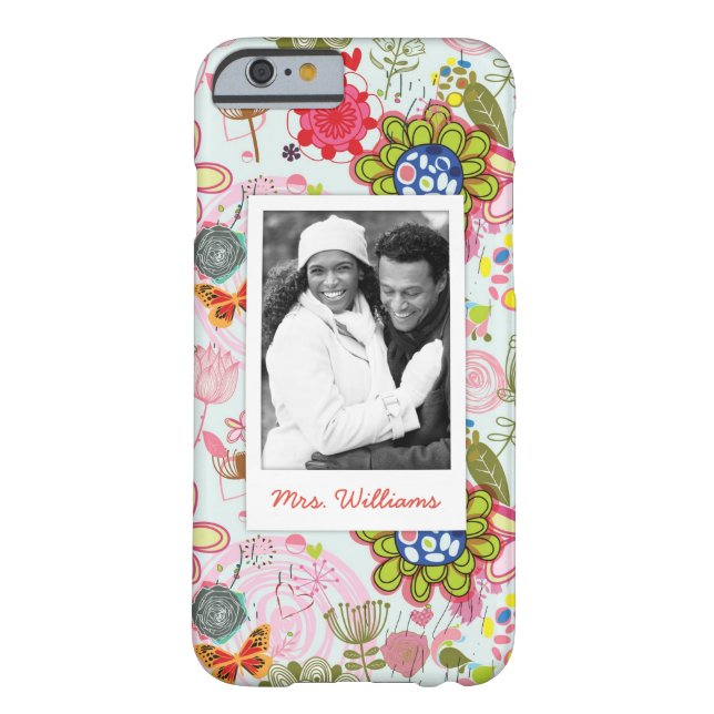Custom Photo & Name Retro Floral Pattern 2 Case-Mate iPhone Case (Back)