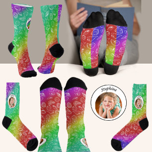 Custom Photo Name Shellfish Pattern Socks