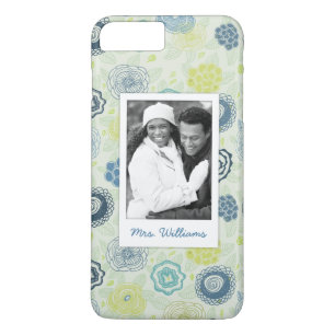 Custom Photo & Name Stylish Floral Pattern Case-Mate iPhone Case