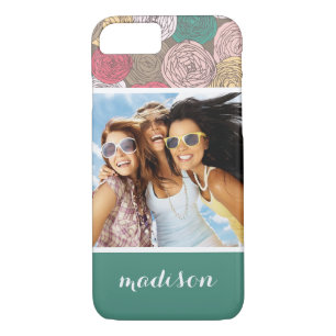 Custom Photo & Name Stylish floral pattern iPhone 8/7 Case