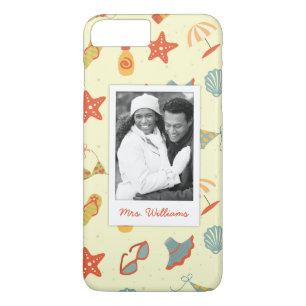 Custom Photo & Name Summer Beach Pattern iPhone 8 Plus/7 Plus Case