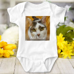 Custom Photo Name Text Personalized Baby Bodysuit<br><div class="desc">Upload a photo, add text, and easily create your personalized baby bodysuit. Click EDIT to change the text colour. You can TRANSFER this DESIGN on other Zazzle products and adjust it to fit most of the Zazzle items. Standard Studio designs are made in high-resolution vector graphics for a professional print....</div>