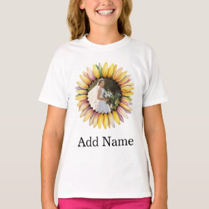 Custom Photo Name Text Personalized sunflower T-Shirt