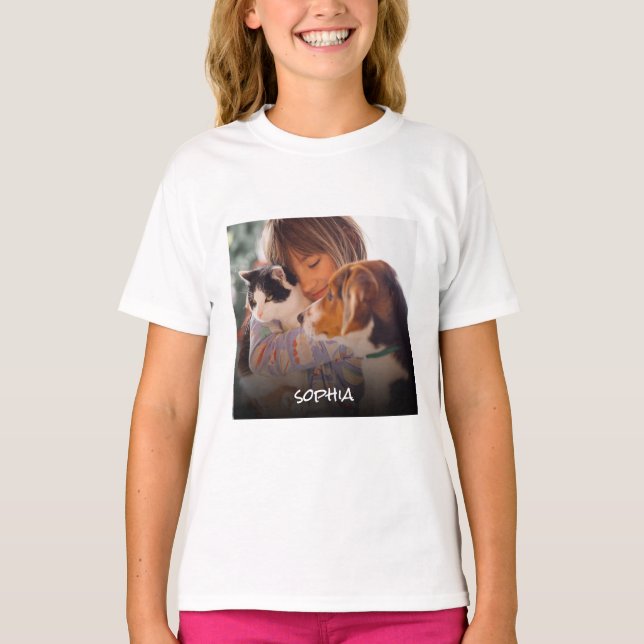Custom Photo Name Text Personalized T-Shirt (Front)