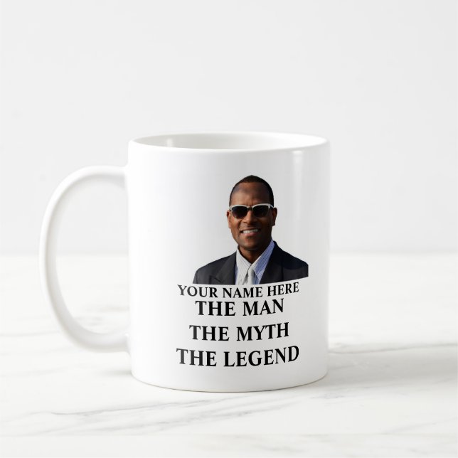 Custom photo name the man the myth the legend coffee mug (Left)
