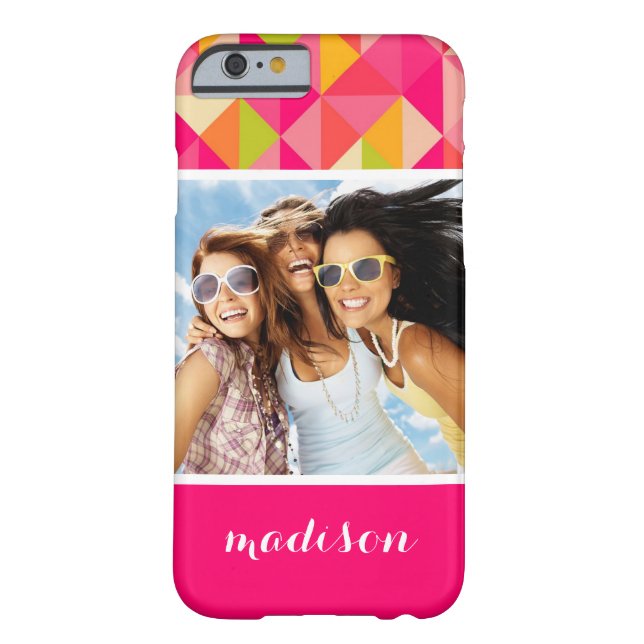 Custom Photo & Name Triangles geometrical pattern Case-Mate iPhone Case (Back)