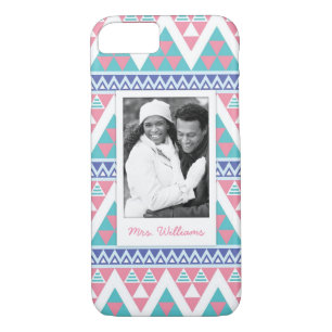 Custom Photo & Name Tribal aztec colorful pattern Case-Mate iPhone Case