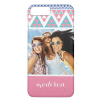 Custom Photo & Name Tribal aztec colourful pattern