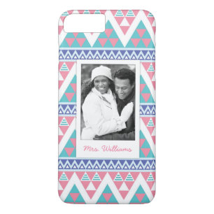 Custom Photo & Name Tribal aztec colourful pattern Case-Mate iPhone Case
