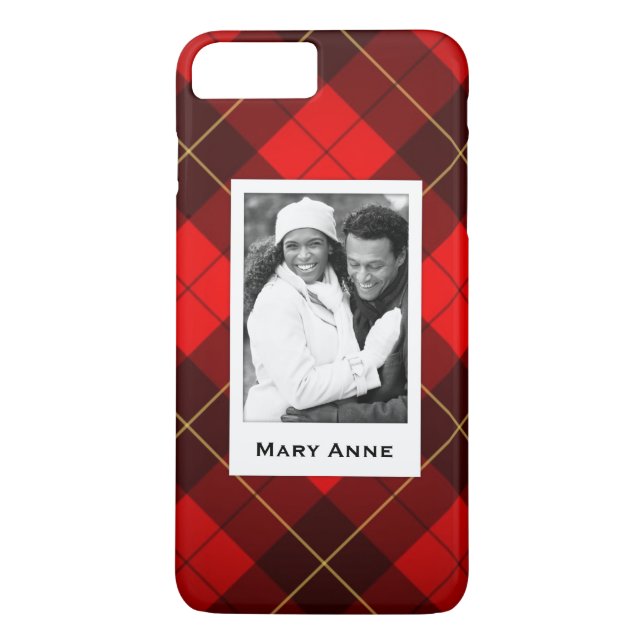 Custom Photo & Name Wallace tartan background Case-Mate iPhone Case (Back)