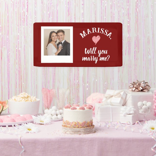 Custom Photo Name Will You Marry Me Proposal  Banner (Party)