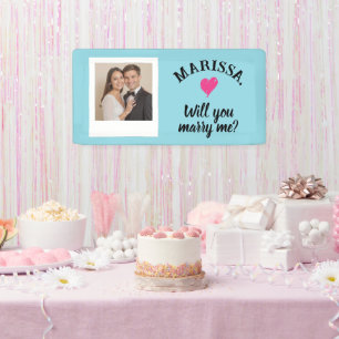 Custom Photo Name Will You Marry Me Proposal  Banner