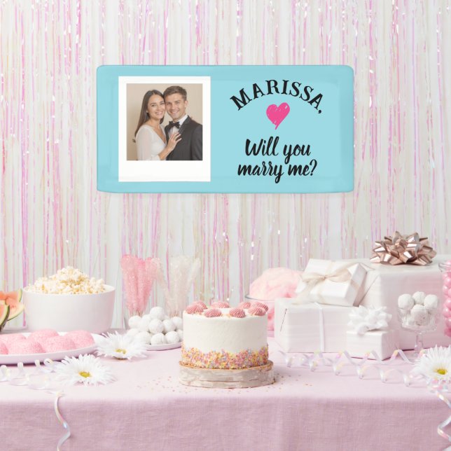 Custom Photo Name Will You Marry Me Proposal  Banner (Party)