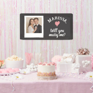 Custom Photo Name Will You Marry Me Proposal  Banner