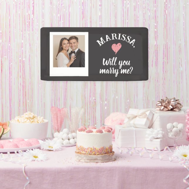 Custom Photo Name Will You Marry Me Proposal  Banner (Party)