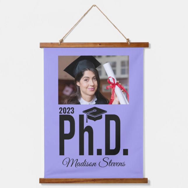 Custom photo, name, year & colour Ph.D. Hanging Tapestry (Front)