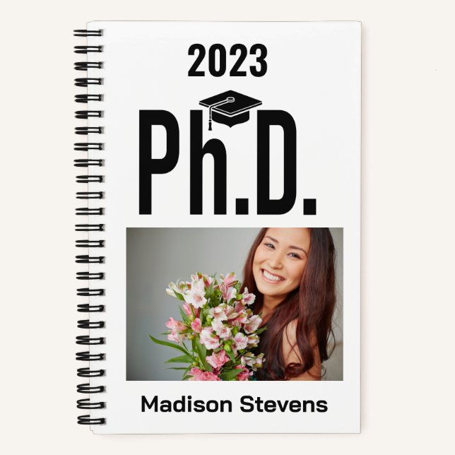 Custom photo, name & year Ph.D. Notebook (Front)