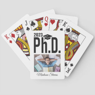 Custom photo, name & year Ph.D. Playing Cards