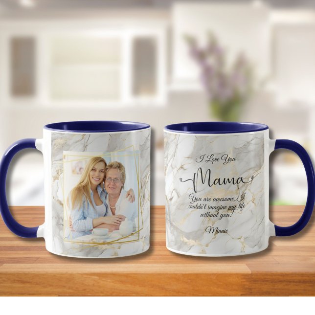 Custom Photo & Name Your Love Message To Mom Mug (Your own message to your beloved mother with our personalized photo mug)