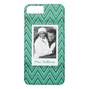 Custom Photo & Name Zig Zag Striped Background Case-Mate iPhone Case