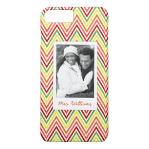 Custom Photo & Name Zigzag Chevron Pattern iPhone 8 Plus/7 Plus Case