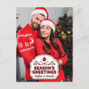 Custom photo & names Season's Greetings postcard