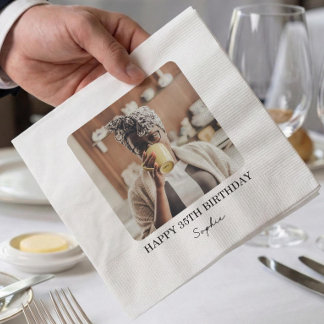 Custom Photo Napkins, Personalized Birthday Party  Napkin