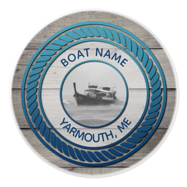 Custom Photo Nautical Boating Anchor Ceramic Knob (Front)