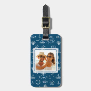 Custom Photo Nautical Chalk Drawing Pattern 2 Luggage Tag