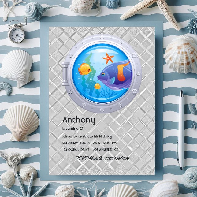 Custom Photo Nautical Porthole Birthday Invitation (Custom Photo Nautical Porthole Birthday Invitation)