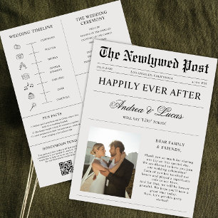 Custom Photo Newspaper & Wedding Program Timeline