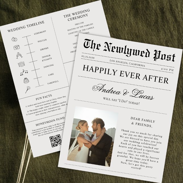 Custom Photo Newspaper & Wedding Program Timeline (Creator Uploaded)