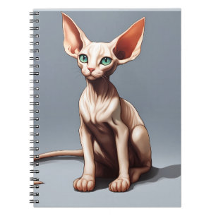 Custom Photo Notebook   Cute Elf Sphynx Cat 