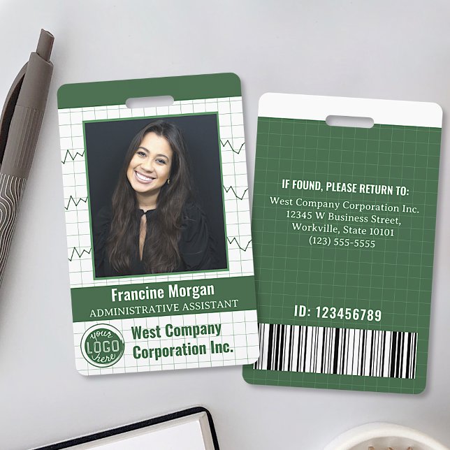 Custom Photo Office Company Employee Bar Code Logo Badge (Creator Uploaded)